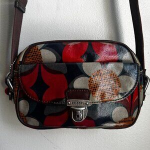 Fossil Keyper Coated Canvas Floral Crossbody